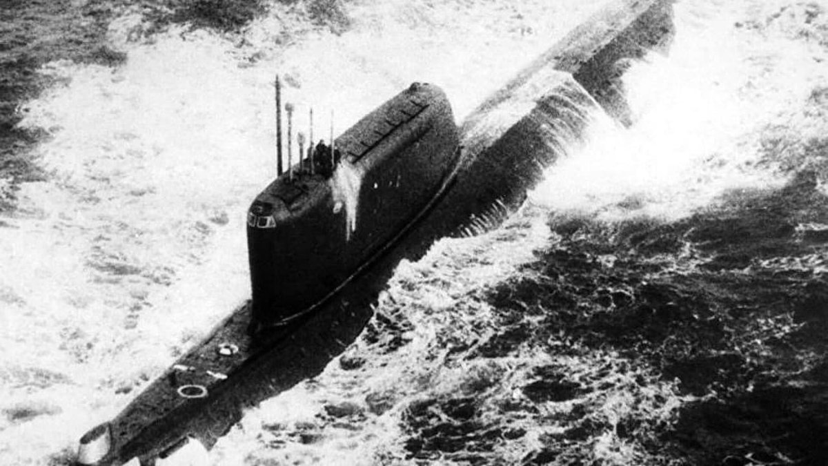Soviet nuclear submarine K19 on the combat patrol with R-13 (NATO - SS-4) ICBM on the board