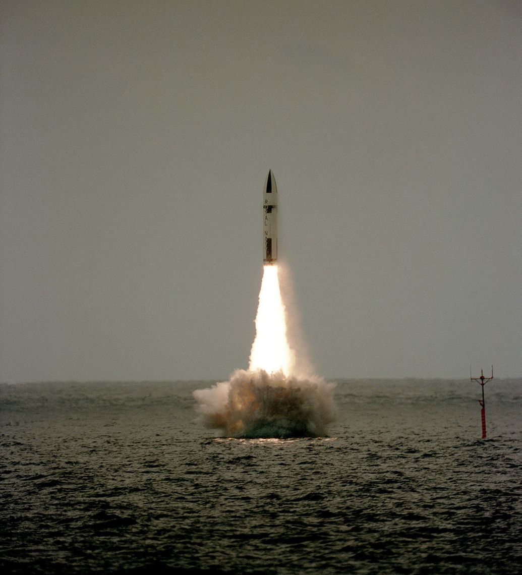 Polaris missile launch from HMS Revenge in 1983