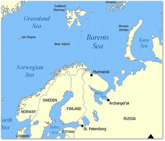 Map of the Kara Sea