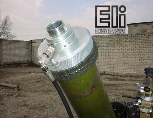 Converted 120mm mortar as a M-GOLF mortar simulator.