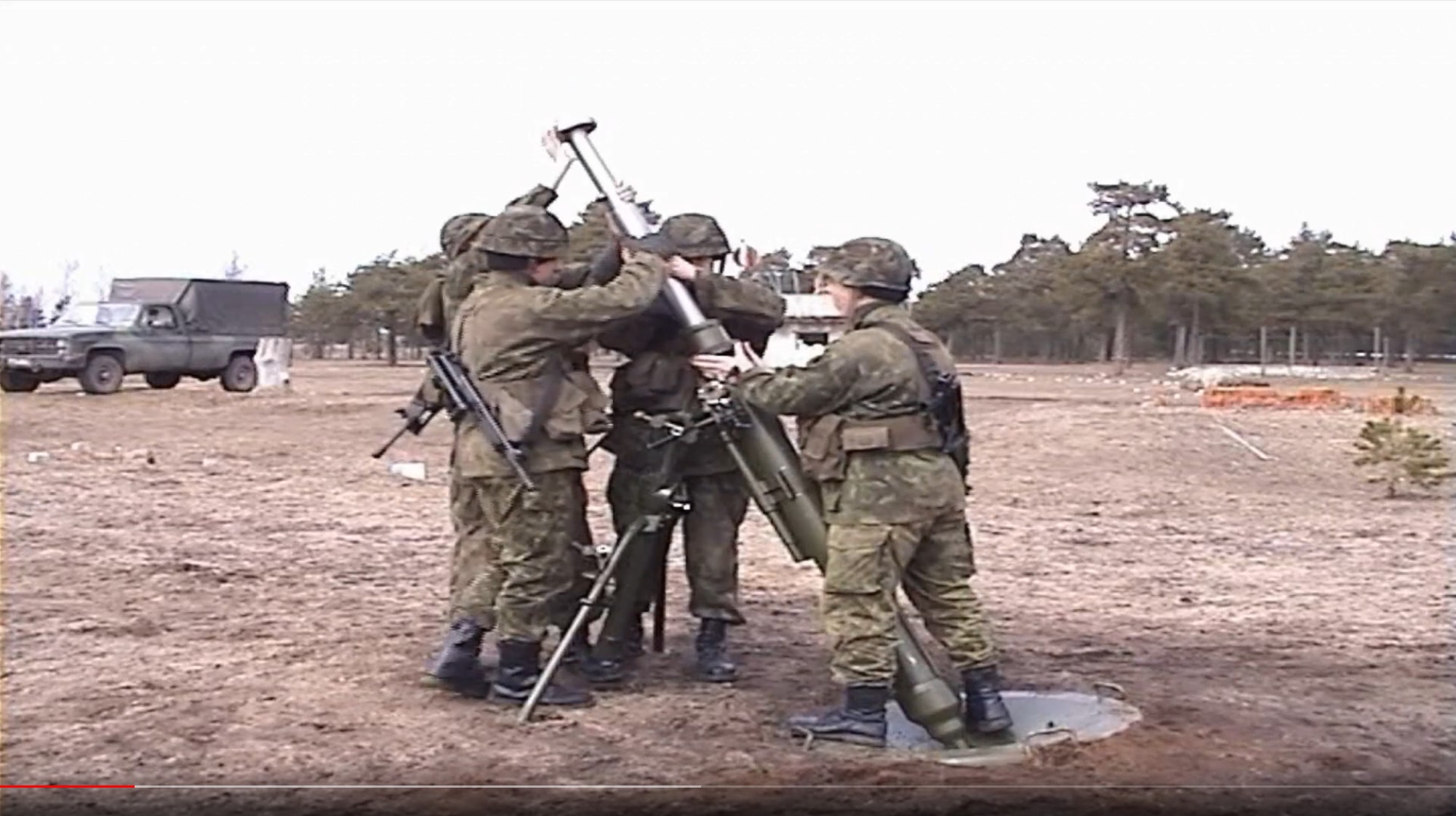 Estonian Defense Force conscripts converting a 120mm mortar into M-GOLF simulator.